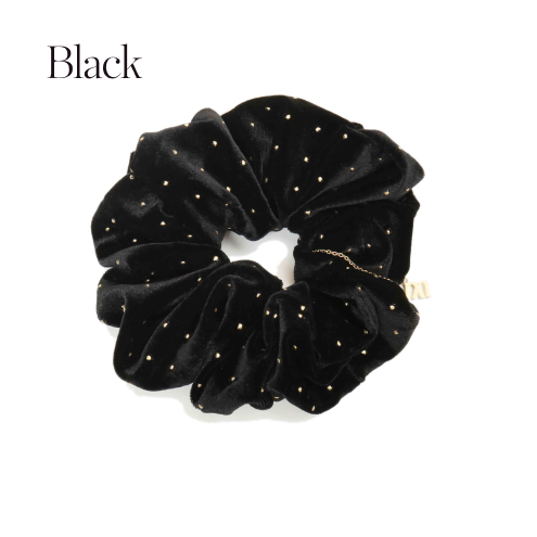 Studded Velour Volume Scrunchie Black