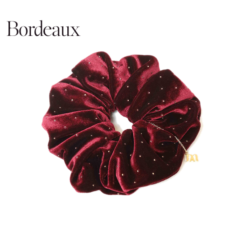 Studded Velour Volume Scrunchie Bordeaux